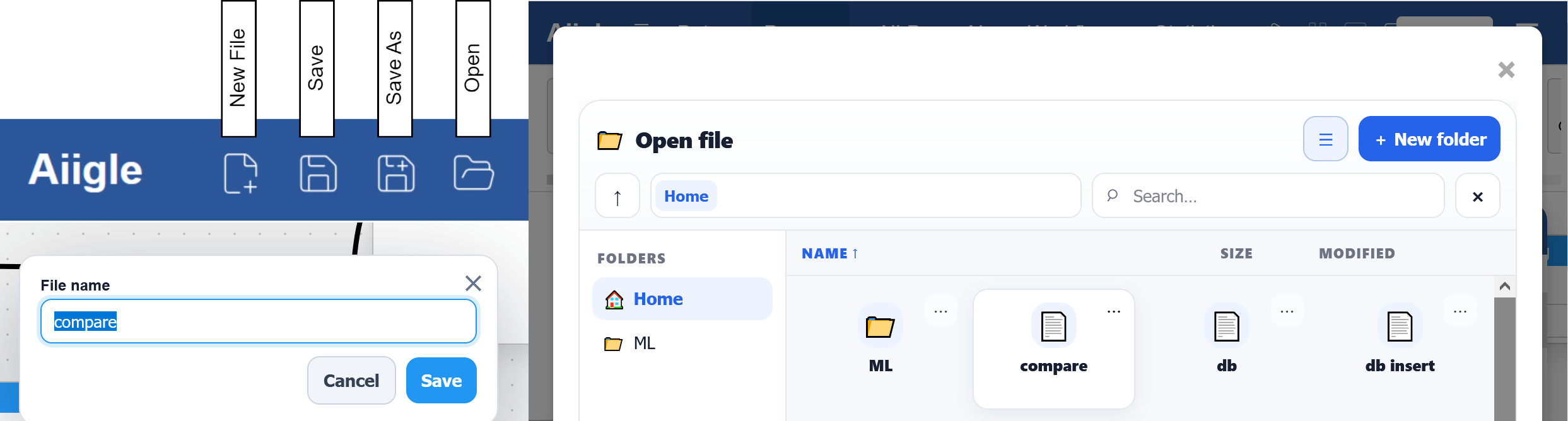 Save and open workspace